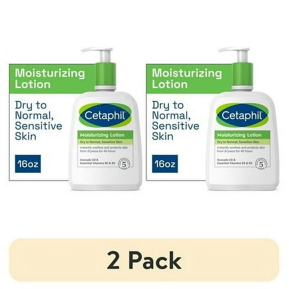 (2 pack) Cetaphil Moisturizing Face and Body Lotion for Normal to Dry Skin, Hydrating Fragrance Free, 16 fl oz
