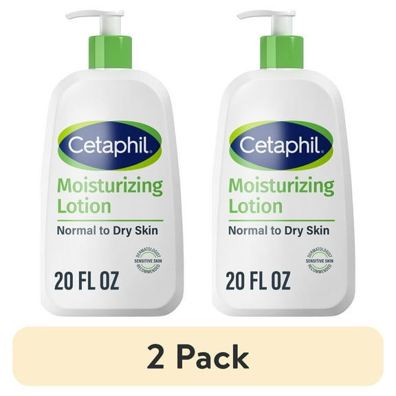 (2 pack) Cetaphil Moisturizing Lotion for Normal to Dry Skin, Hydrating Fragrance Free, 20 fl oz