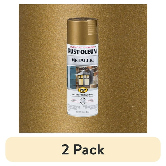 (2 pack) Champagne Bronze, Rust-Oleum Stops Rust Vintage Metallic Spray Paint-313142, 11 oz