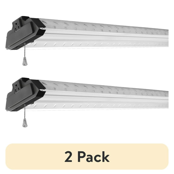 (2 pack) Champion Electronics 4ft LED Shop Light 10,000 Lumen with Motion Sensor, Steel Tread Plate