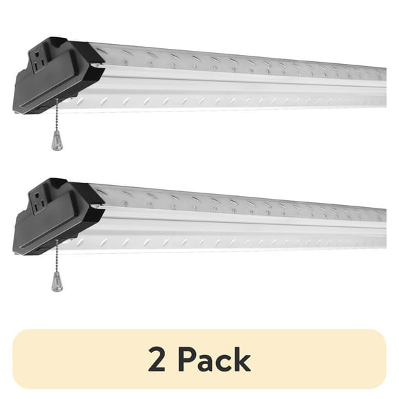 (2 pack) Champion Electronics 4ft LED Shop Light 10,000 Lumen with Motion Sensor, Steel Tread Plate