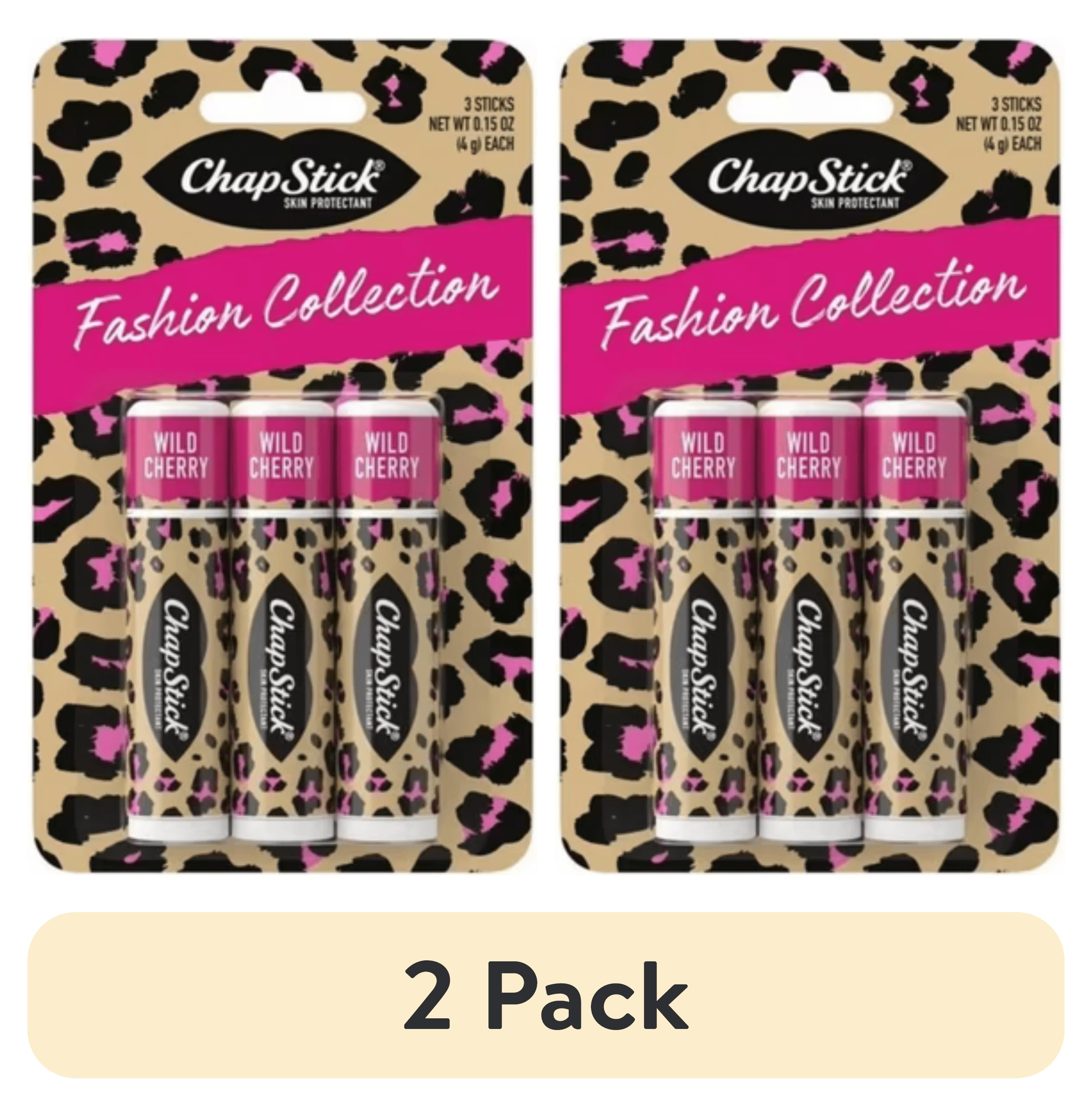 (2 pack) ChapStick Fashion Collection Leopard Lip Balm, Wild Cherry Flavored, 0.15 oz, 3 Pack