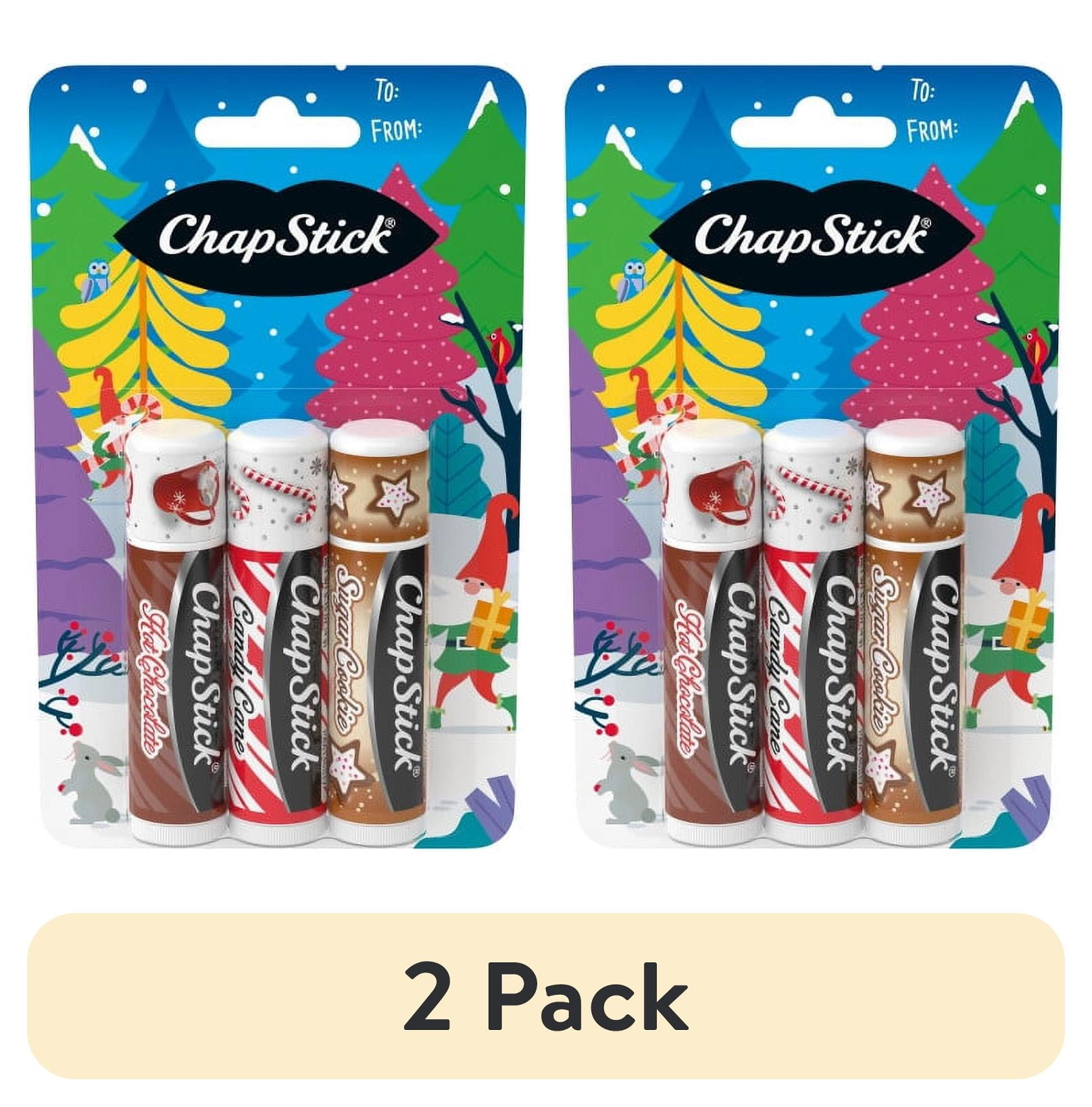 (2 pack) ChapStick Holiday Hot Chocolate, Candy Cane and Sugar Cookie Lip Balm, 0.15oz, 3 Pack