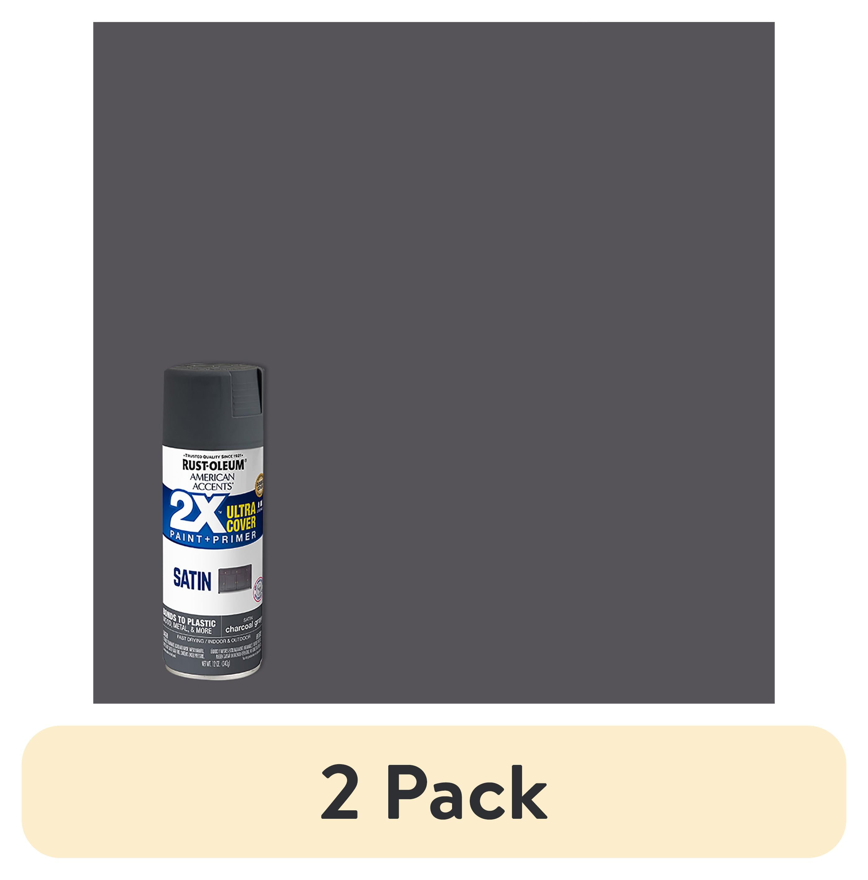 (2 pack) Charcoal Gray, Rust-Oleum American Accents 2X Ultra Cover Satin Spray Paint-342064, 12 oz