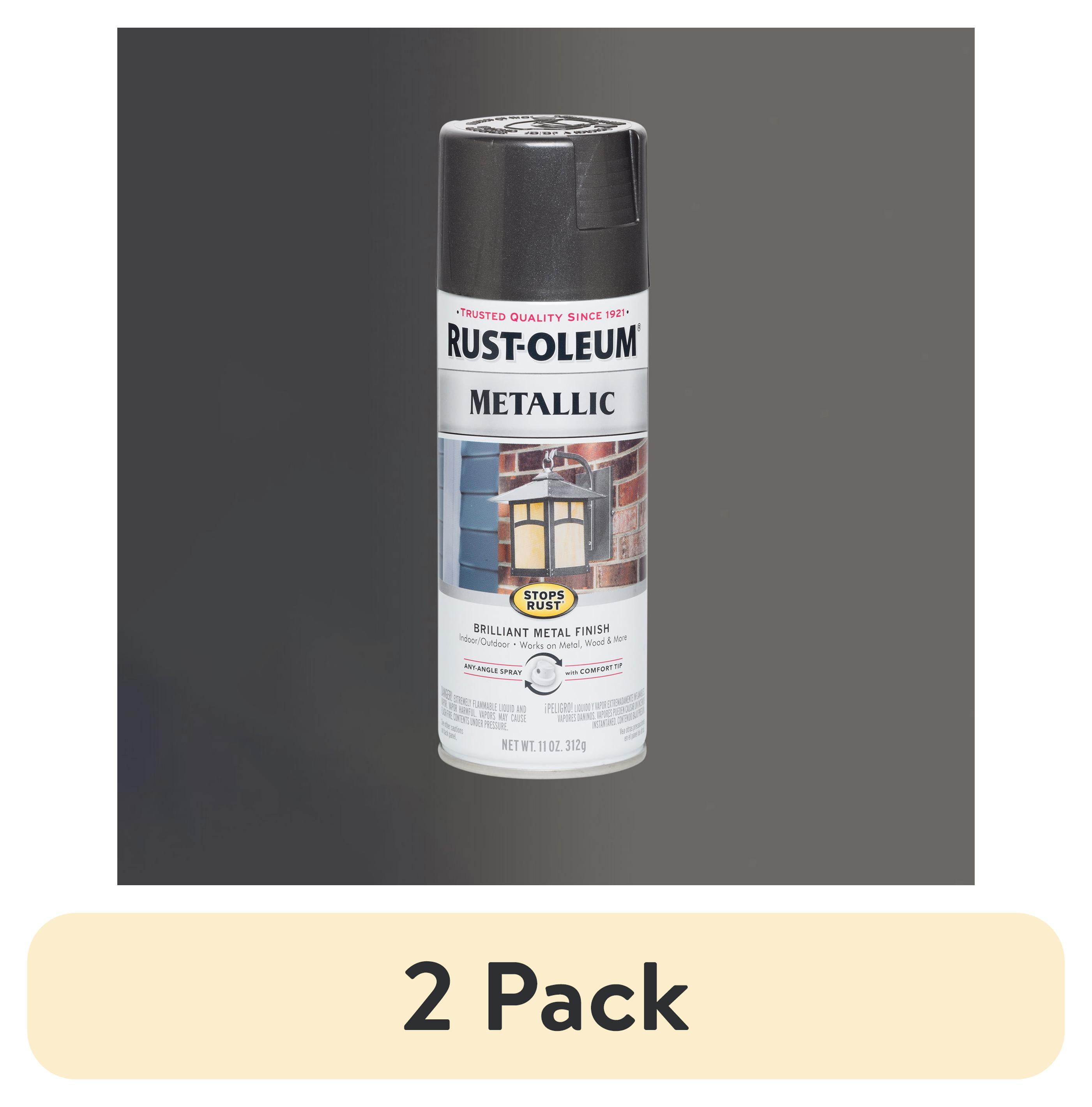 (2 pack) Charcoal, Rust-Oleum Stops Rust Metallic Spray Paint-244228, 11 oz