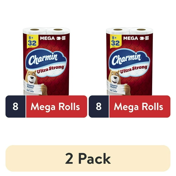 (2 pack) Charmin Ultra Strong Toilet Paper 8 Mega Rolls, 242 Sheets per Roll