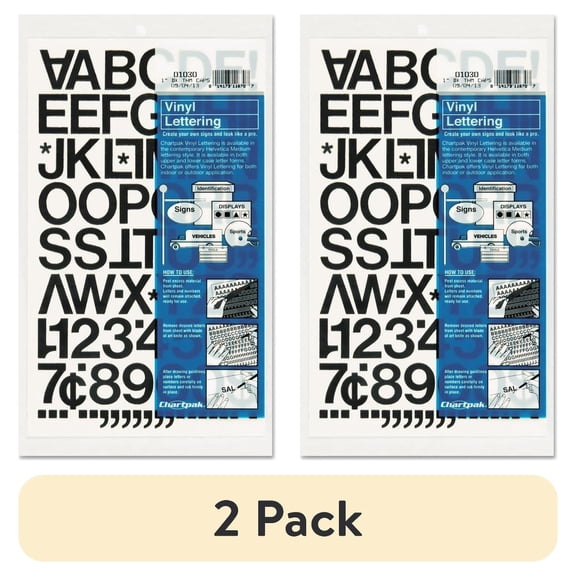 (2 pack) Chartpak, CHA01030, Vinyl Helvetica Style Letters/Numbers, 88 / Pack, Black
