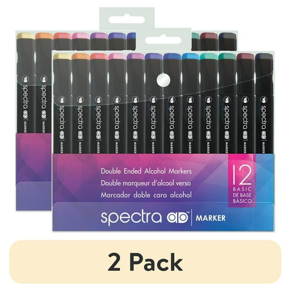 (2 pack) Chartpak Spectra AD Marker Set, 12-Colors