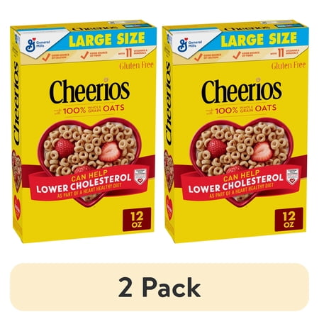 (2 pack) Cheerios, Heart Healthy Gluten Free Breakfast Cereal, Large Size, 12 oz