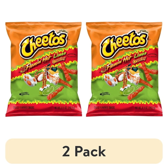 (2 pack) Cheetos Cheetos Crunchy Cheese Flavored Snacks Flamin' Hot Limon Flavored 8 1/2 Oz