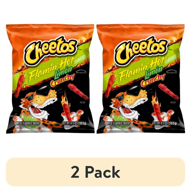 2 pack) Cheetos Crunchy Flamin' Hot Limon, Cheese Flavored Snacks