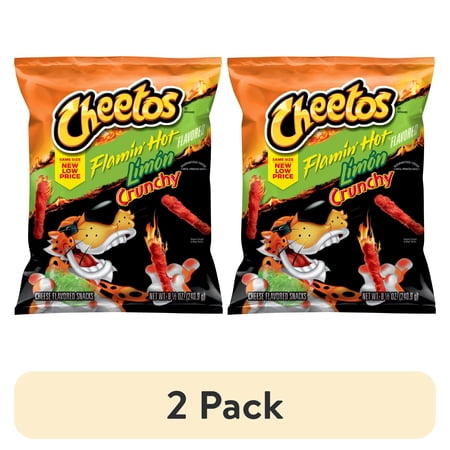 (2 pack) Cheetos Crunchy Flamin' Hot Limon, Cheese Flavored Snacks, 8.5 ounce Bag