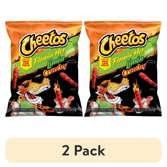 (2 pack) Cheetos Crunchy Flamin' Hot Limon, Cheese Flavored Snacks, 8.5 ounce Bag