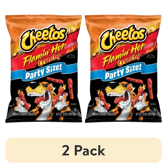 (2 pack) Cheetos Crunchy Flamin Hot Party Size Bag, 15 Oz