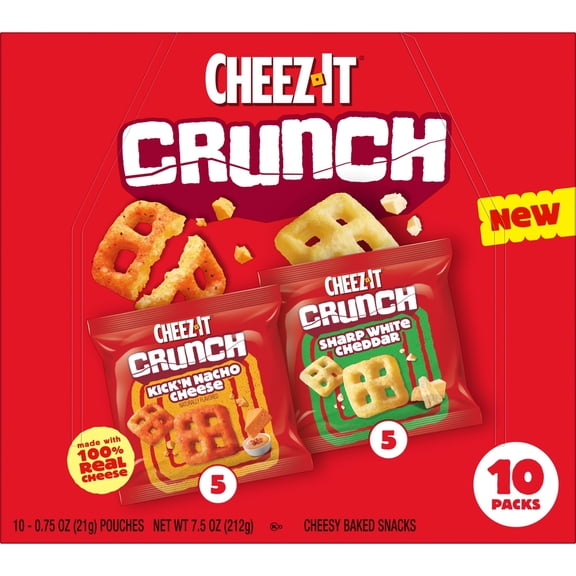 2 pack Cheez-It Crunch Variety Pack Cheesy Baked Snacks, Lunch Snacks, 10 Count