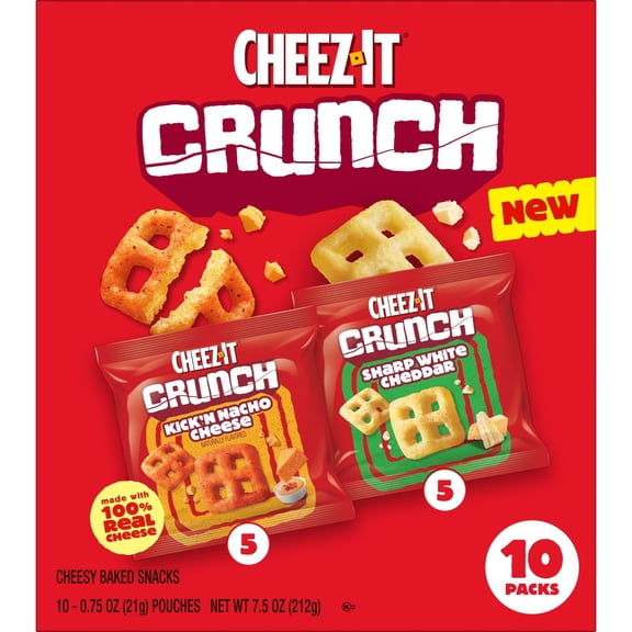 2 pack Cheez-It Crunch Variety Pack Cheesy Baked Snacks, Lunch Snacks, 10 Count