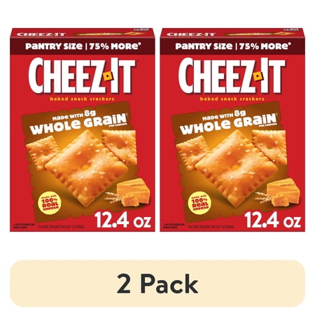 (2 pack) Cheez-It Made with Whole Grain Cheese Crackers, Baked Snack Crackers, 12.4 oz