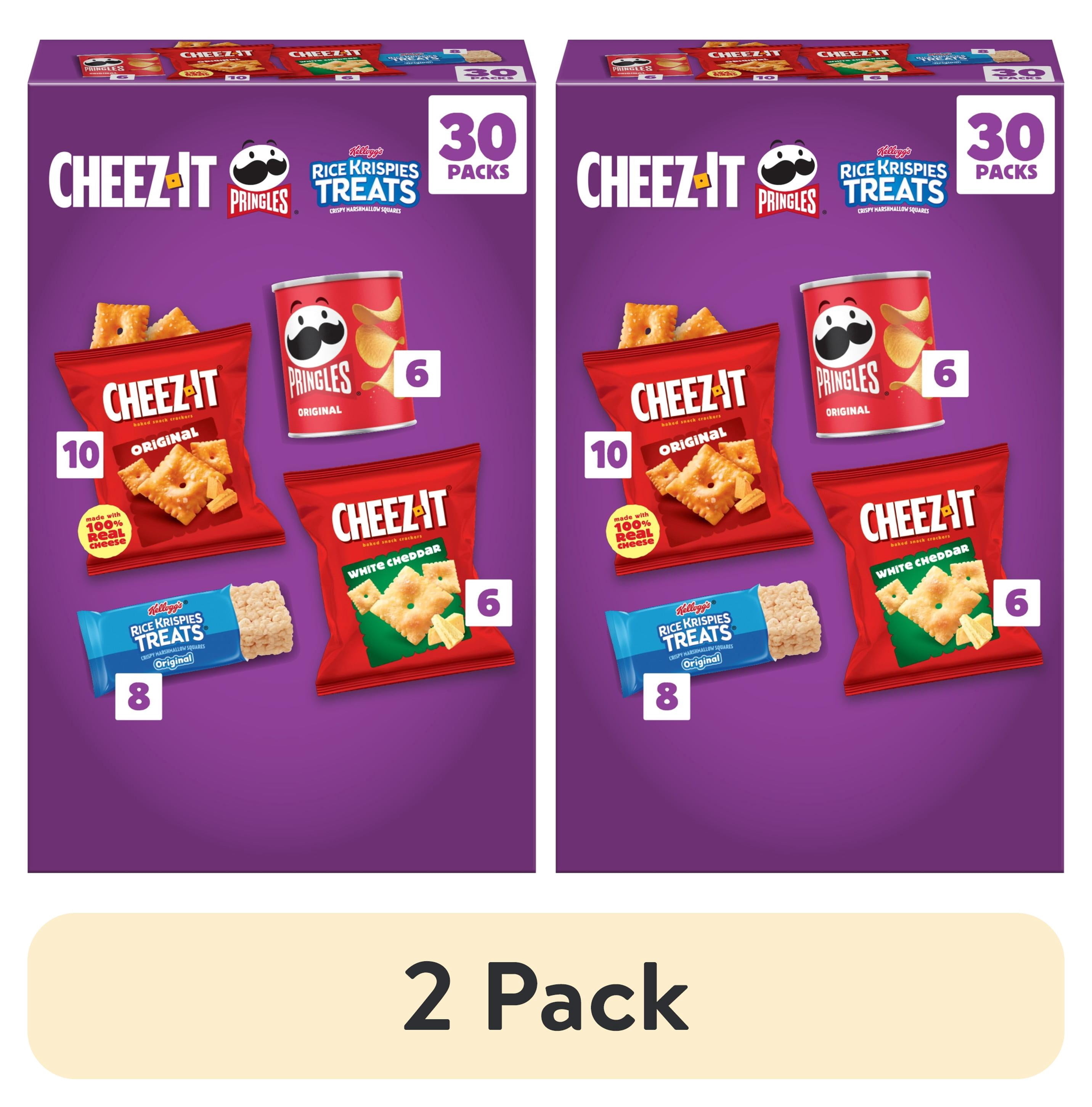 (2 pack) Cheez-It, Pringles & Rice Krispies Variety Pack Lunch Snacks, 30.1 oz, 30 Count