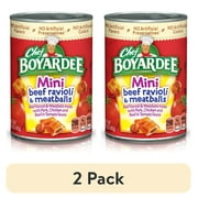 (2 pack) Chef Boyardee Mini Beef Ravioli and Meatballs, Microwave Pasta, 15 oz
