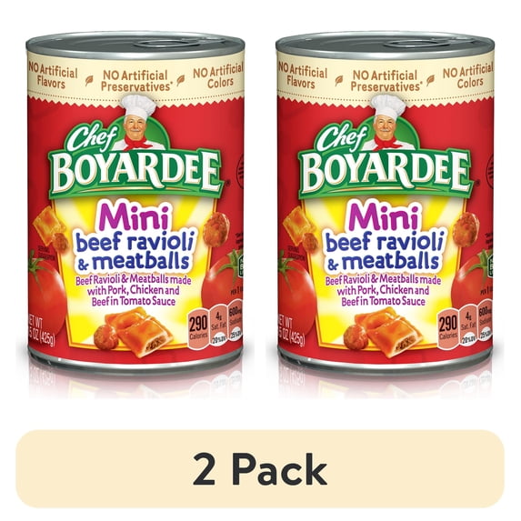 (2 pack) Chef Boyardee Mini Beef Ravioli and Meatballs in Tomato Sauce ...