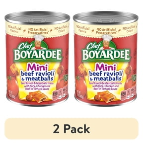 (2 pack) Chef Boyardee Mini Beef Ravioli And Meatballs In Tomato Sauce, 15 oz Can, Ready-To-Eat Packaged Meal