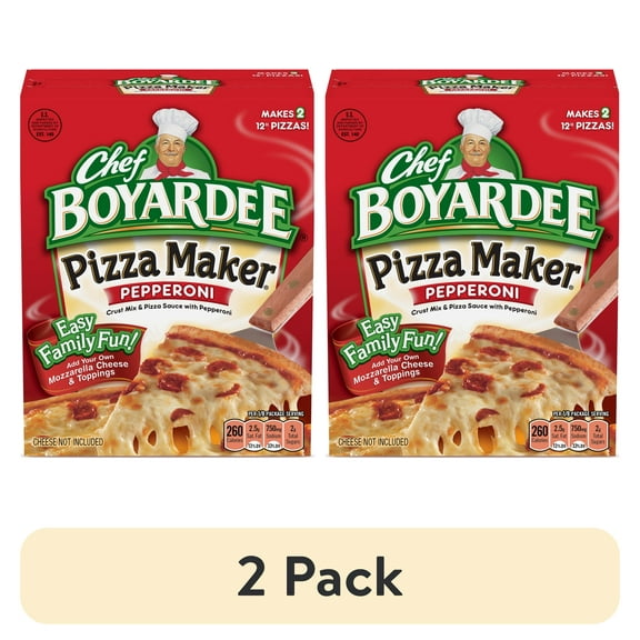 (2 pack) Chef Boyardee Pepperoni Pizza Maker, Crust Mix and Pizza Sauce Meal Kit, 31.85 oz.