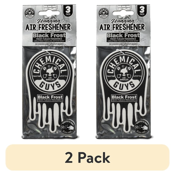 (2 pack) Chemical Guys Black Frost Hanging Car Air Freshener, 3 pack