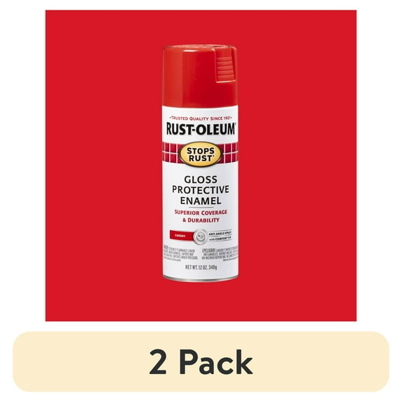 (2 pack) Cherry, Rust-Oleum Stops Rust Protective Enamel Gloss Spray Paint-248568, 12 oz