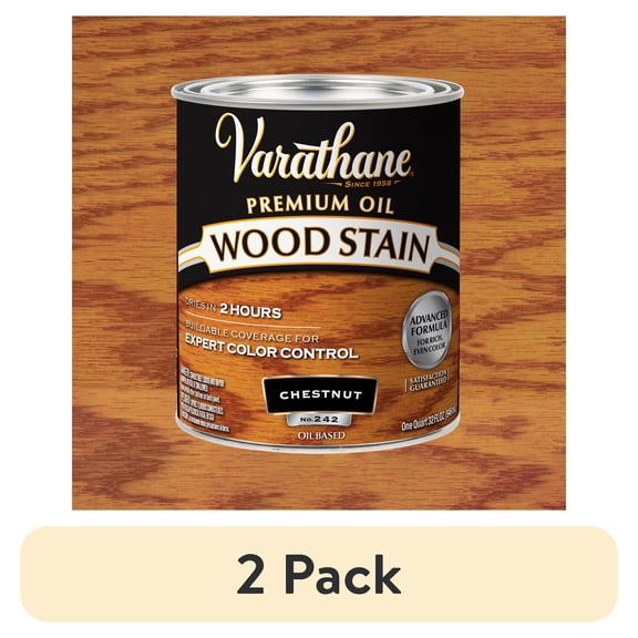 (2 pack) Chestnut, Varathane Premium Oil-Based Interior Wood Stain-211721H, Quart