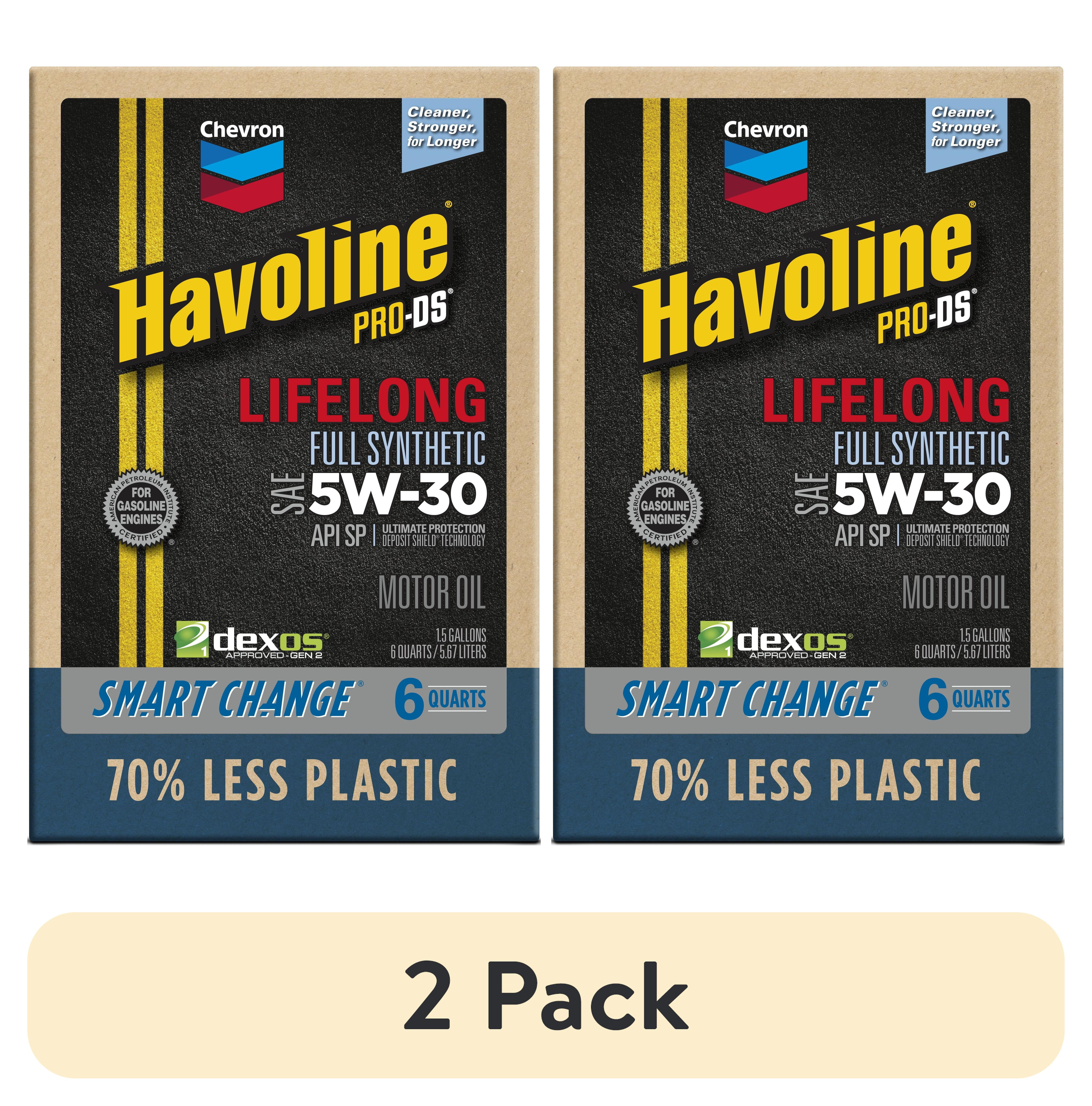 (2 pack) Chevron Havoline Lifelong 5W-30 Full Synthetic Motor Oil, 6 Quarts (Smart Change Box)