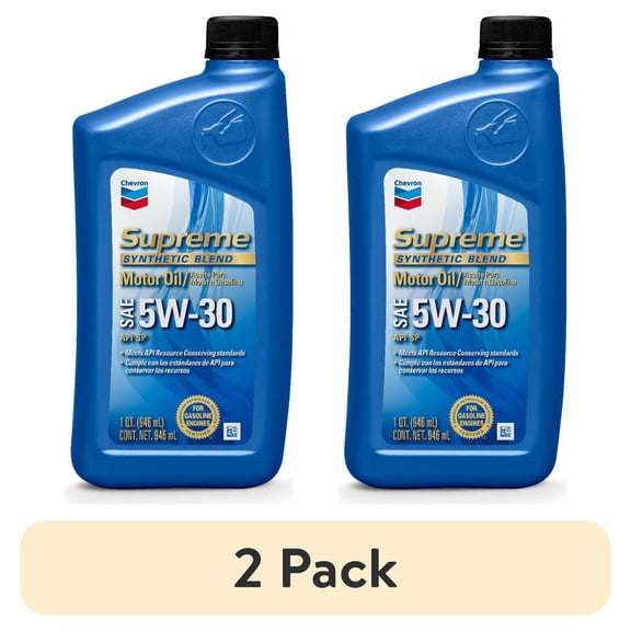 (2 pack) Chevron Supreme Synthetic Blend Motor Oil 5W-30, 1 Quart