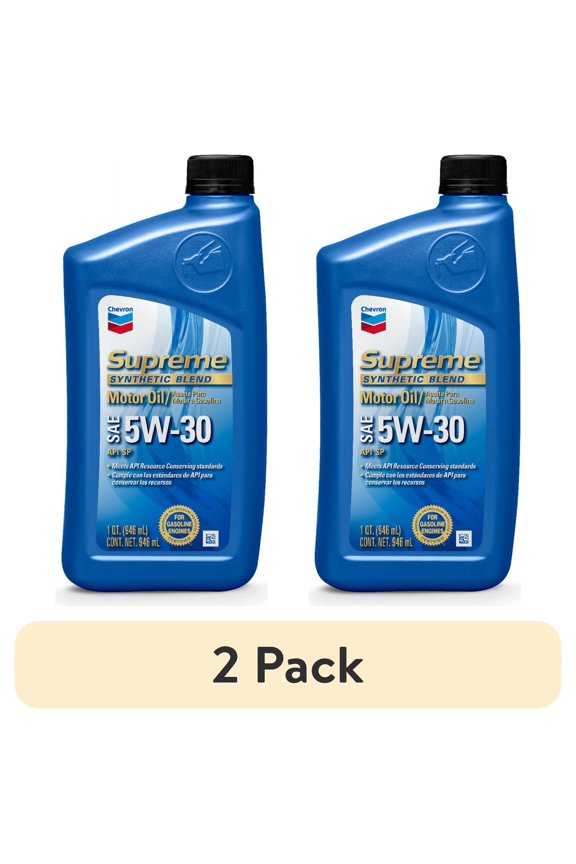 (2 pack) Chevron Supreme Synthetic Blend Motor Oil 5W-30, 1 Quart