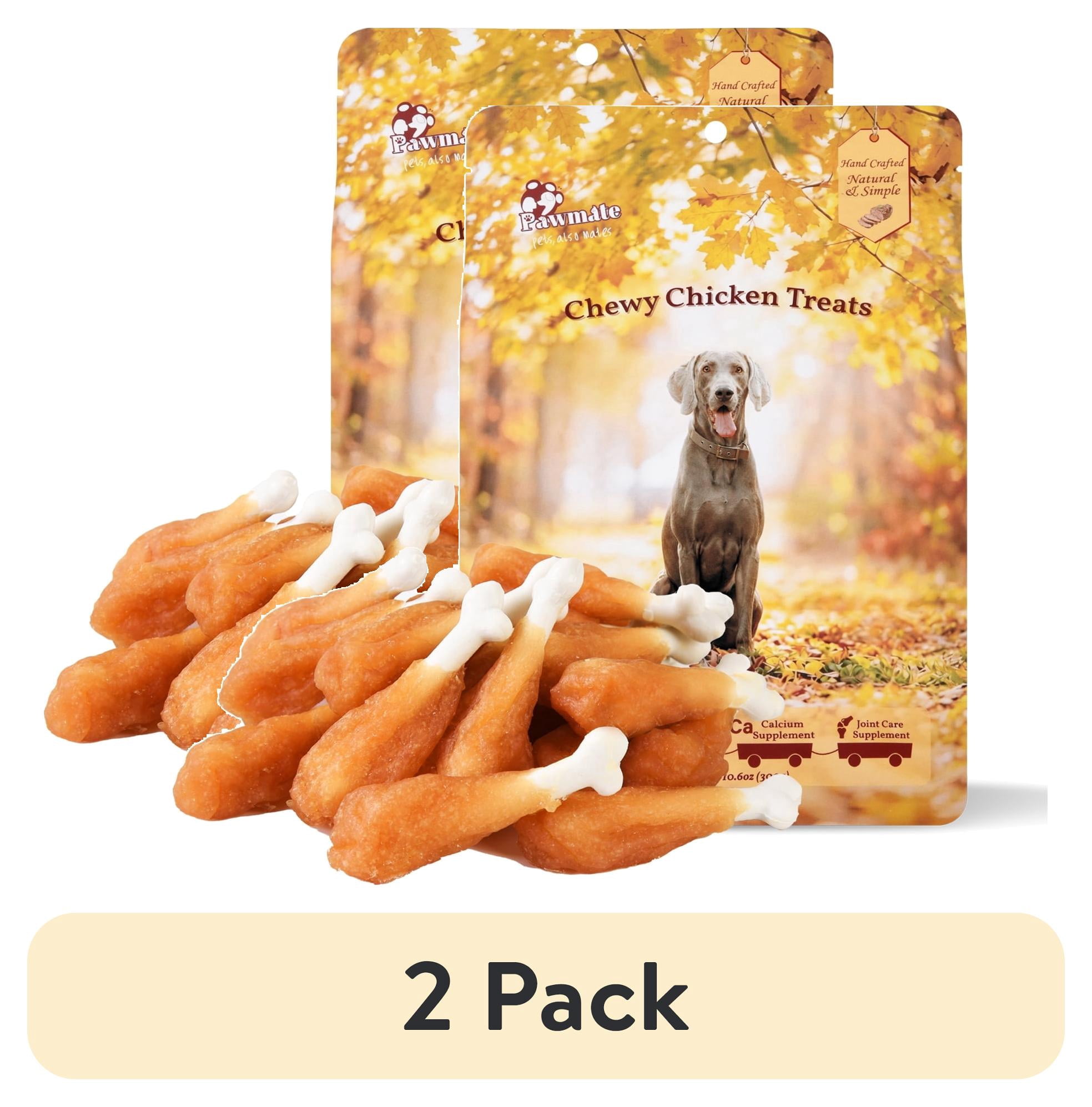 (2 pack) Pawmate Chicken  Calcium Bone, Rawhide Free Teeth Cleanning Treats for All Dogs, 18-19 pcs