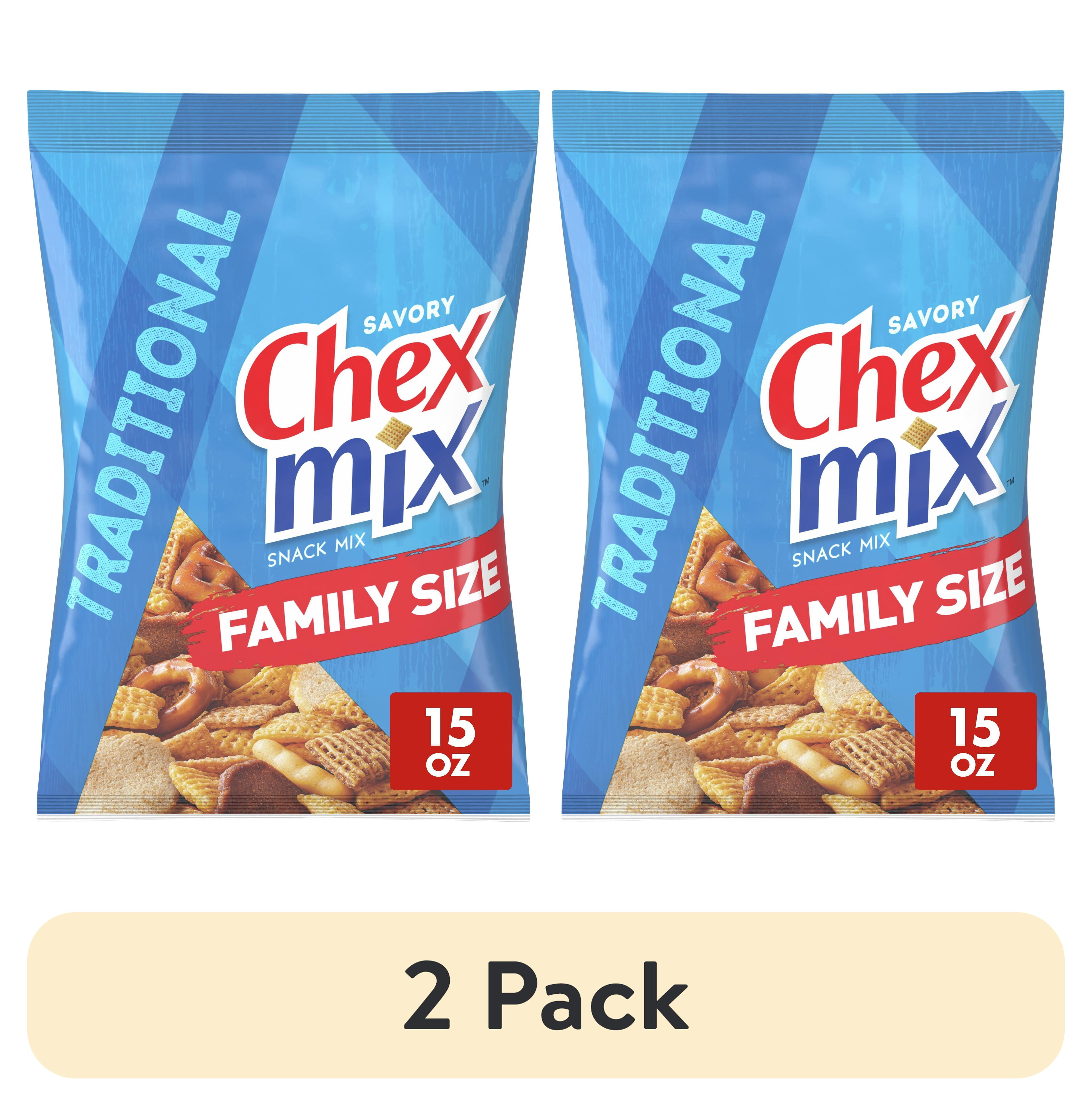 (2 pack) Chex Mix Traditional Savory Snack Mix, Family Size, 15 oz Bag