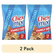 (2 pack) Chex Mix Traditional Savory Snack Mix, Family Size, 15 oz Bag