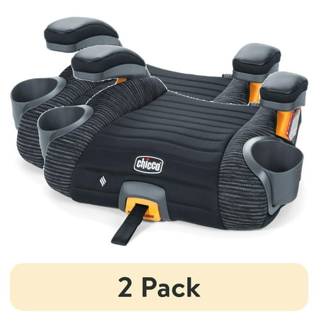 (2 pack) Chicco GoFit ClearTex Plus Backless Belt-Positioning Booster Car Seat, LATCH Attachment Plus Quick-Release - Static (Black), New