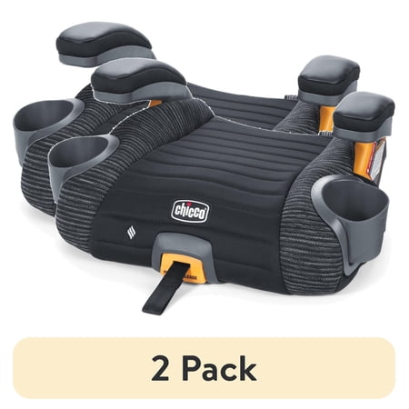 (2 pack) Chicco GoFit ClearTex Plus Backless Belt-Positioning Booster Car Seat, LATCH Attachment Plus Quick-Release - Static (Black)