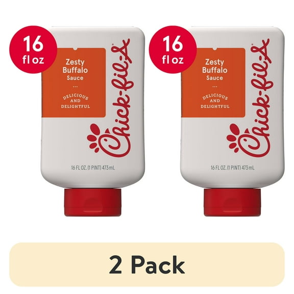 (2 pack) Chick-fil-A Zesty Buffalo Sauce, 16 fl oz Squeeze Bottle