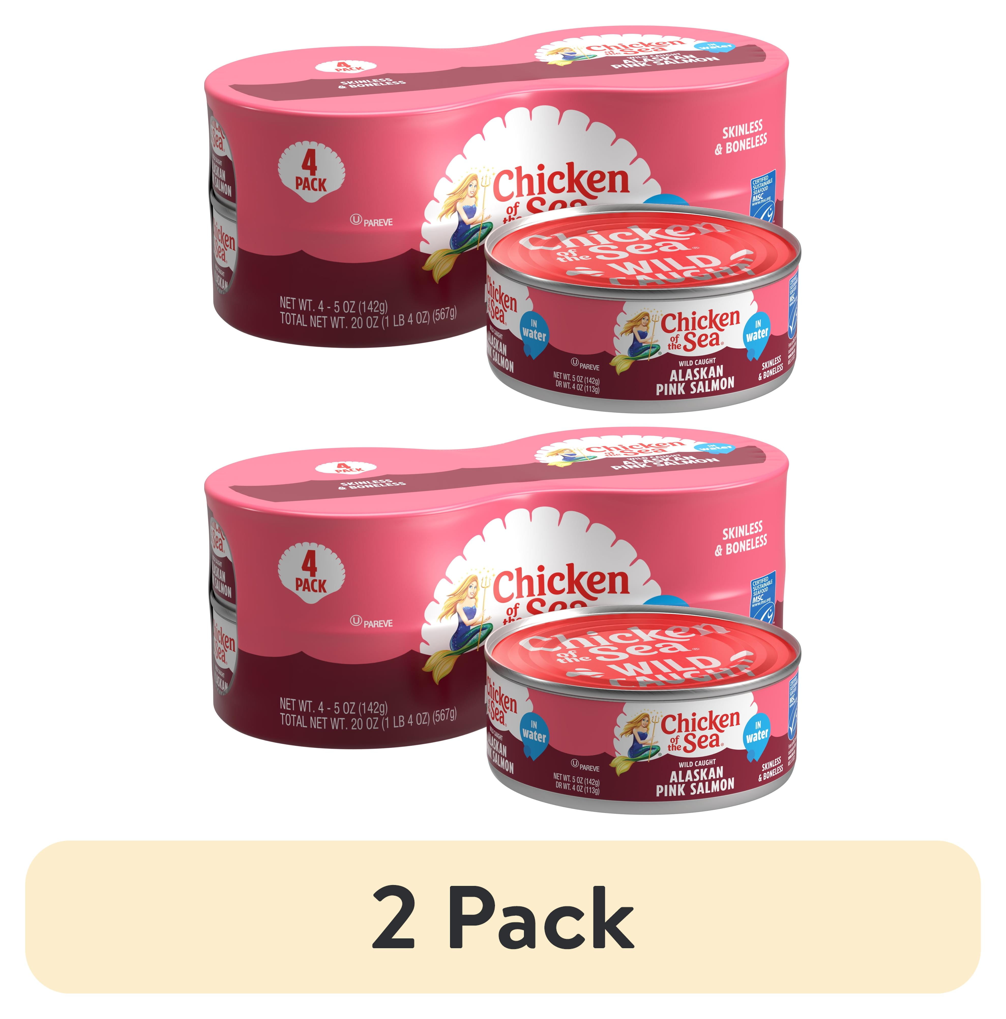 (2 pack) Chicken of the Sea Wild Caught Alaskan Pink Salmon, Skinless & Boneless 4 - 5 oz Cans