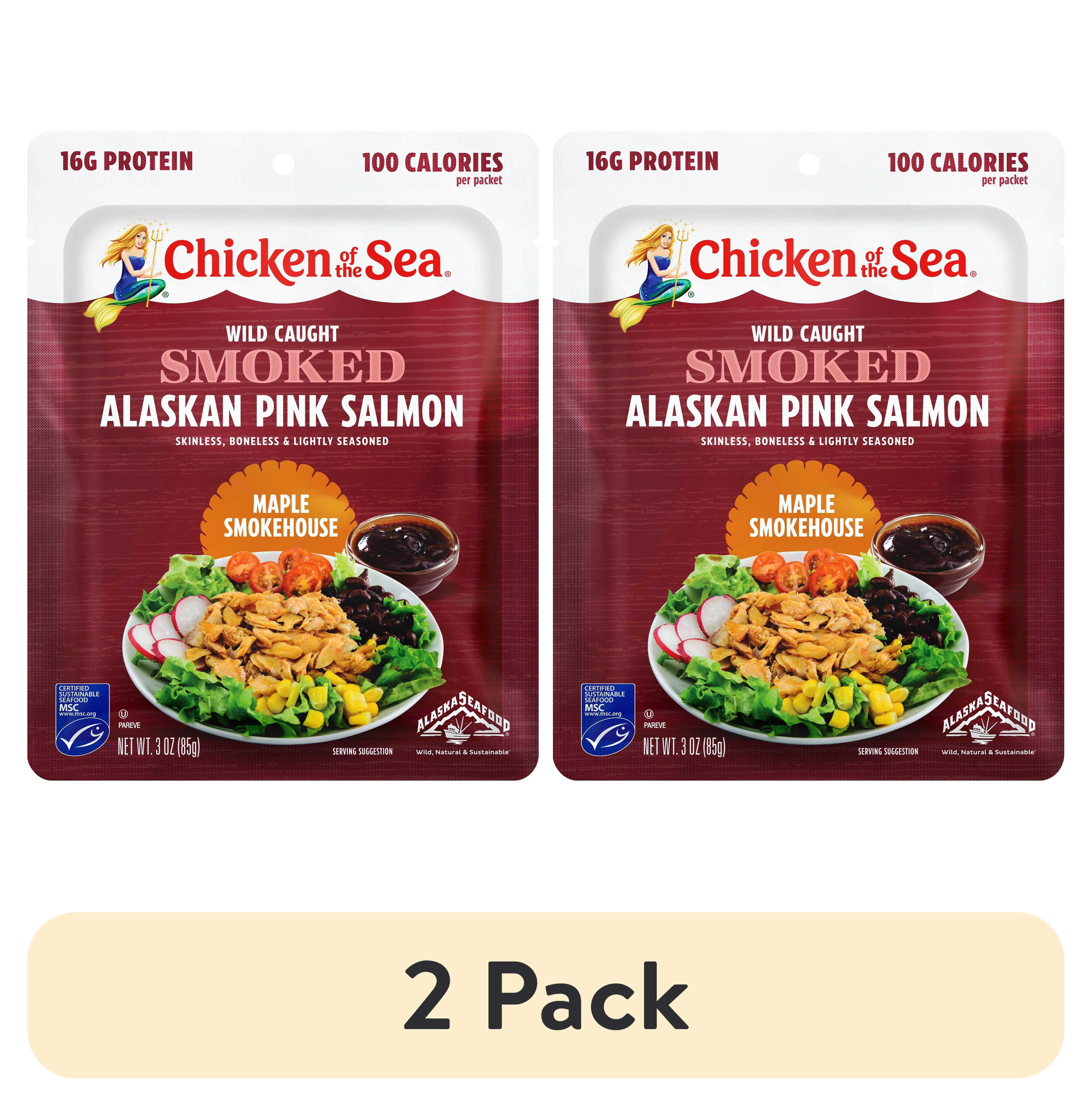 (2 pack) Chicken of the Sea Wild Caught Smoked Alaskan Pink Salmon Packet, Maple Smokehouse Flavor 3 oz