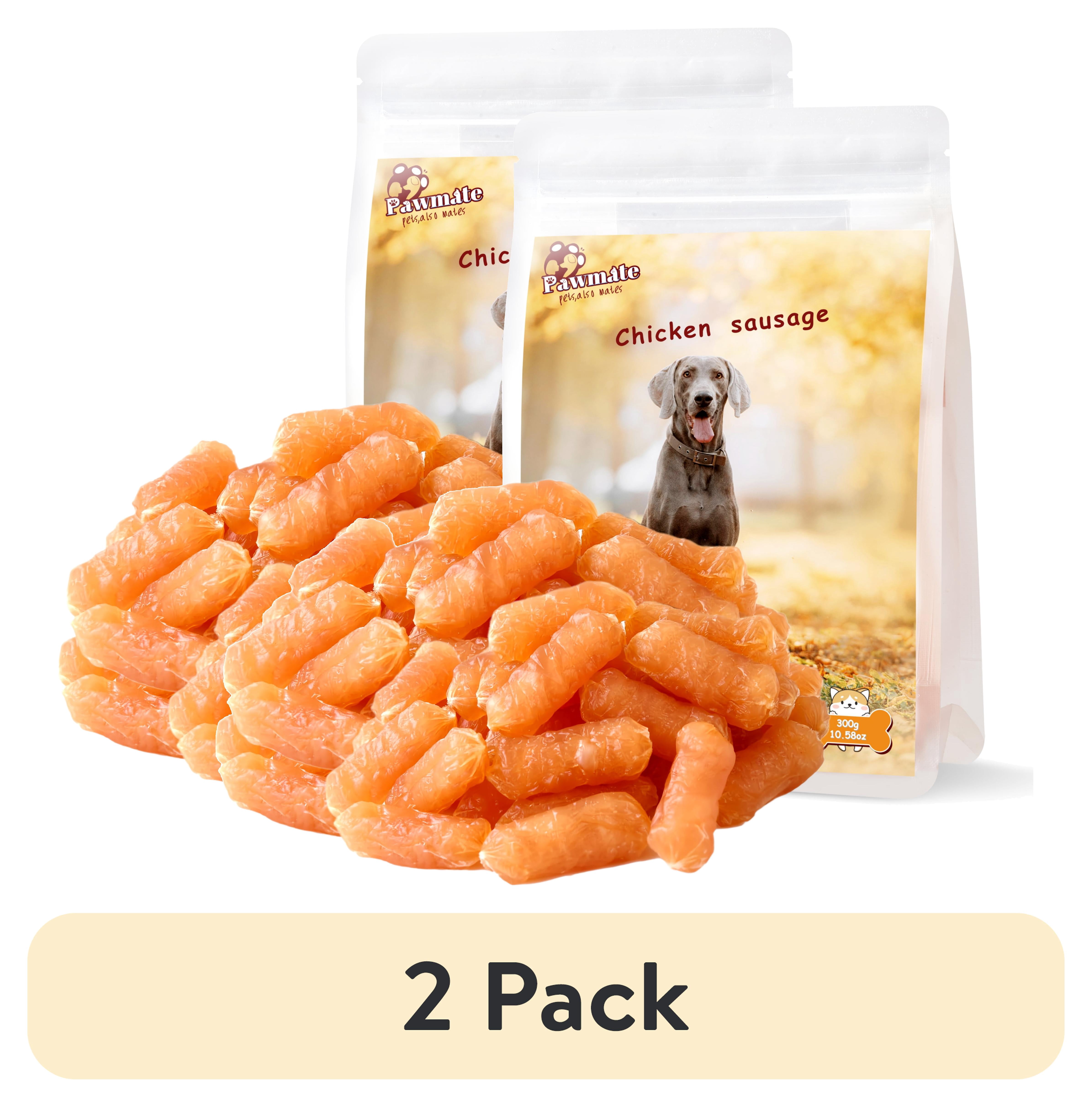 (2 pack) Pawmate Chicken Sausage Dog Treats, Natural Protein Rich Treats for All Dogs, 11oz