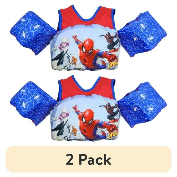 (2 pack) Spiderman Life Jacket for Kids, Children’s Paddle Pal Swim Life Vest, 33-55 lbs., Unisex