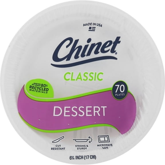 (2 pack) Chinet Classic Dessert Plates, White, 6.75 Inches 70 Count