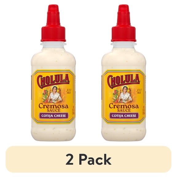 (2 pack) Cholula Cremosa Cotija Cheese Sauce in Resealable Plastic Bottle, 8 fl oz