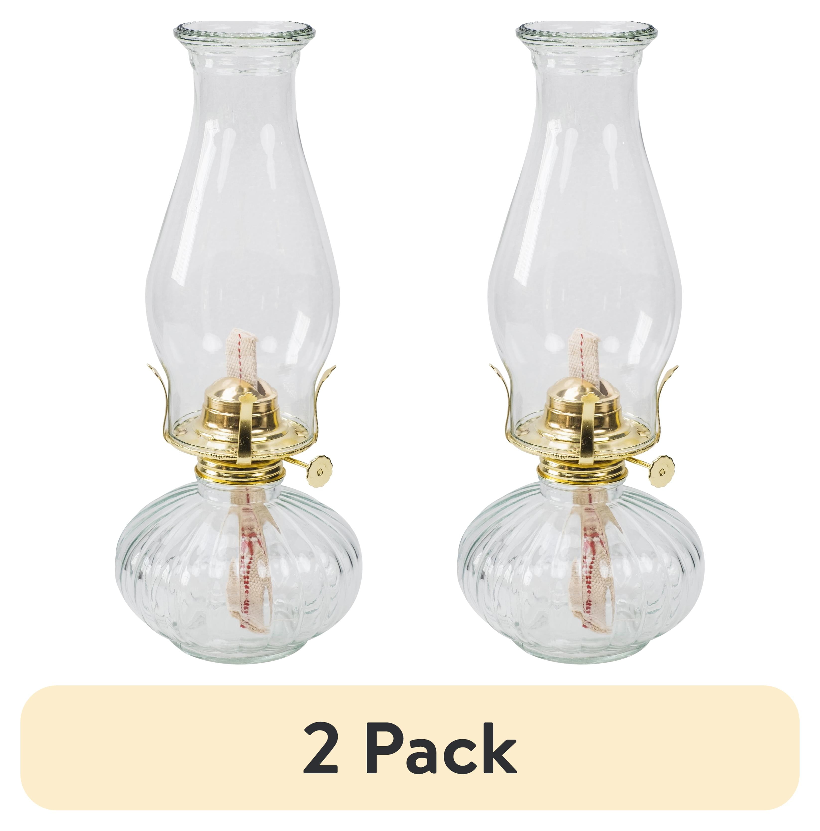 (2 pack) Chonsun Oil Lamp 12.6" Vintage Gold Accent Home Decor Clear Glass Chimney
