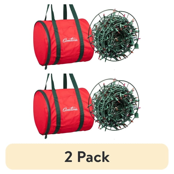 (2 pack) Camerons Christmas Light Storage Reel 3 Pack w Zippered Carrying Bag Case- 12" XL Heavy Duty Metal Construction for Tree Lights