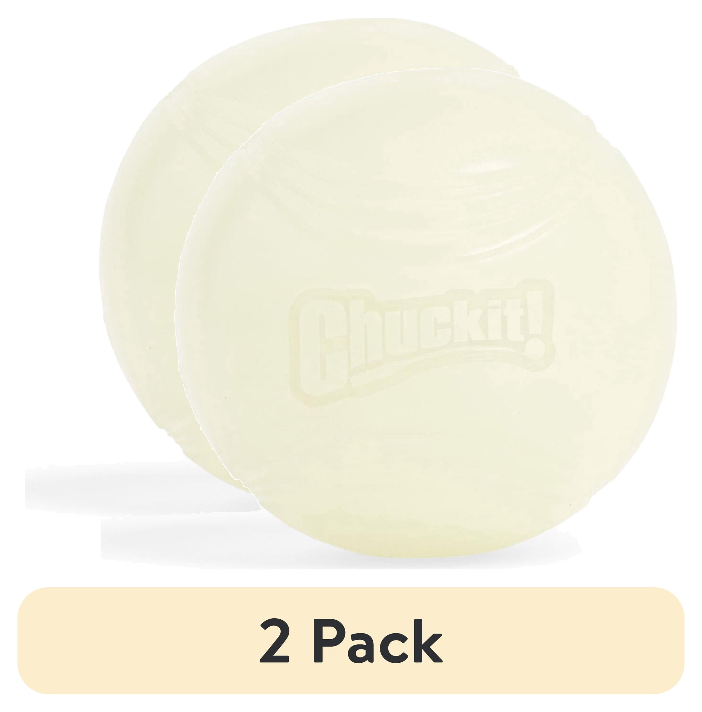(2 pack) Chuckit! Max Glow Dog Ball Rubber Fetch Toy For Dogs, Large 3", For Breeds 60-100 lb, Pack of 1, Glow in the Dark