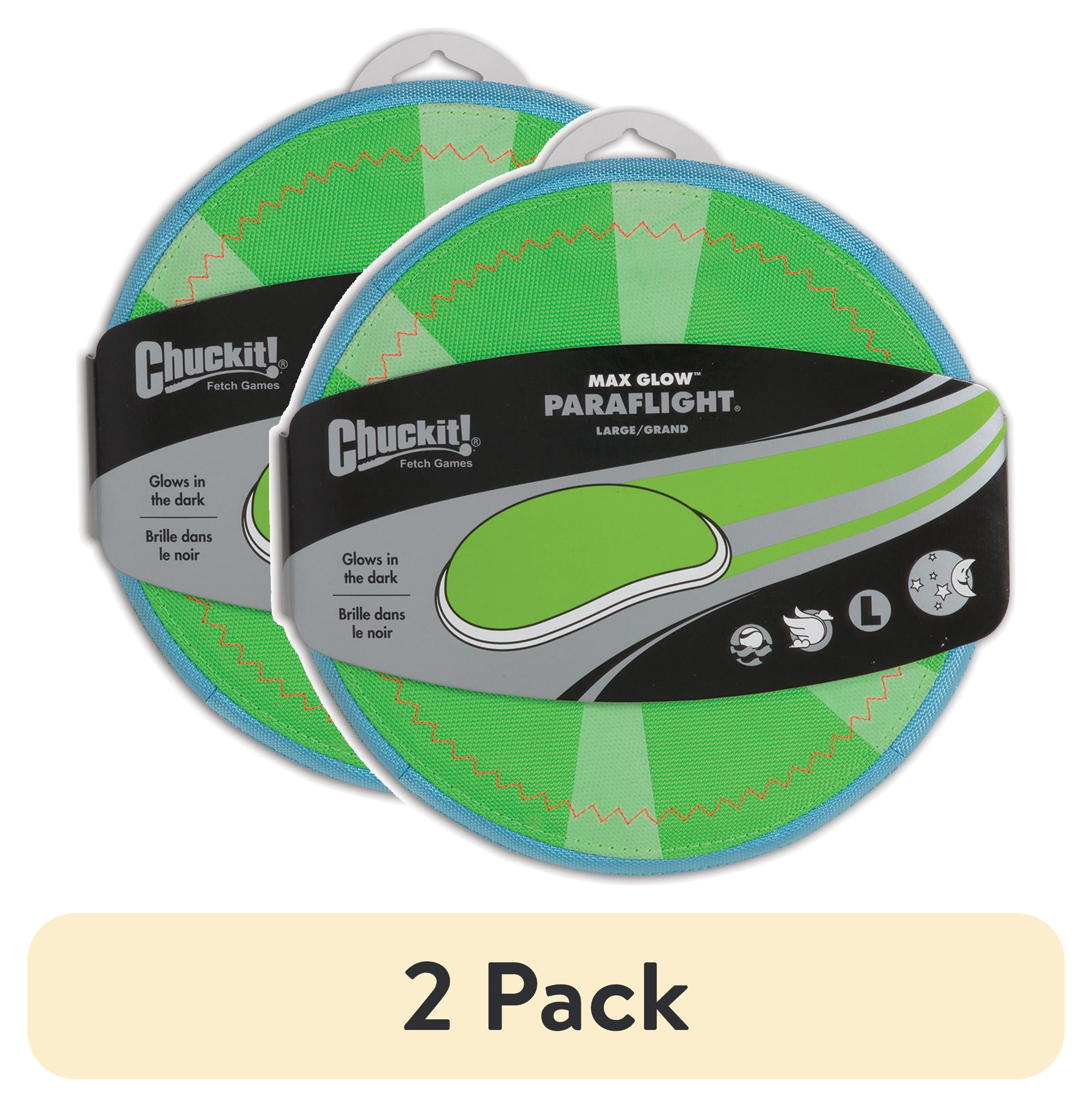 (2 pack) Chuckit! Max Glow Paraflight Flying Disc Outdoor Dog Toy, Large, 9.5", Pack of 1, Glow in the Dark
