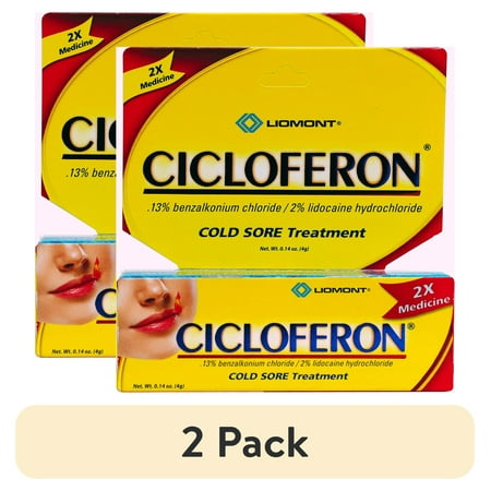 (2 pack) Cicloferon Cold Sore Treatment Gel, Clear, 1 Tube of 0.14 oz