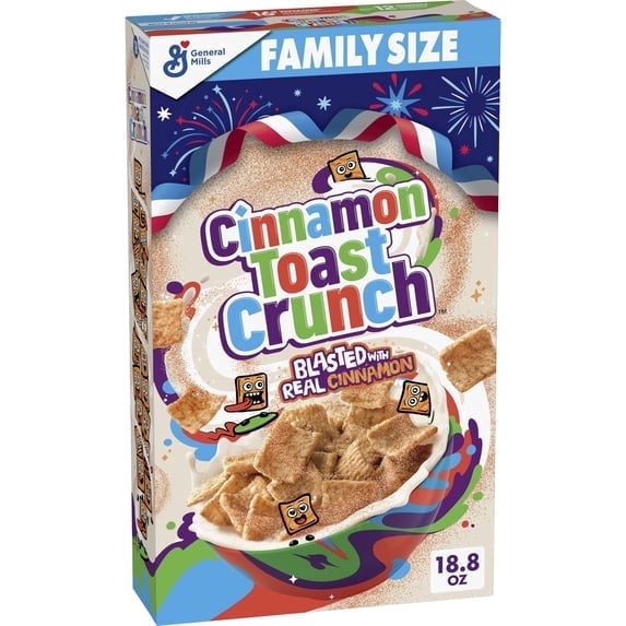 2 pack Cinnamon Toast Crunch Breakfast Cereal, Crispy Cinnamon Cereal, Family Size, 18.8 oz